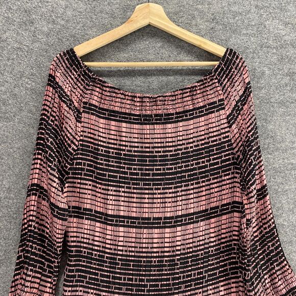 Ashley Steward Top Women 3XL Plus Pink Black Off Shoulder Long Sleeve - Picture 8 of 10